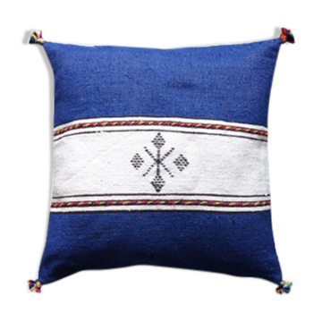 Coussin berbère marocain bleu et blanc