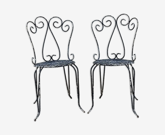 Paire de chaises de jardin en fer forgé