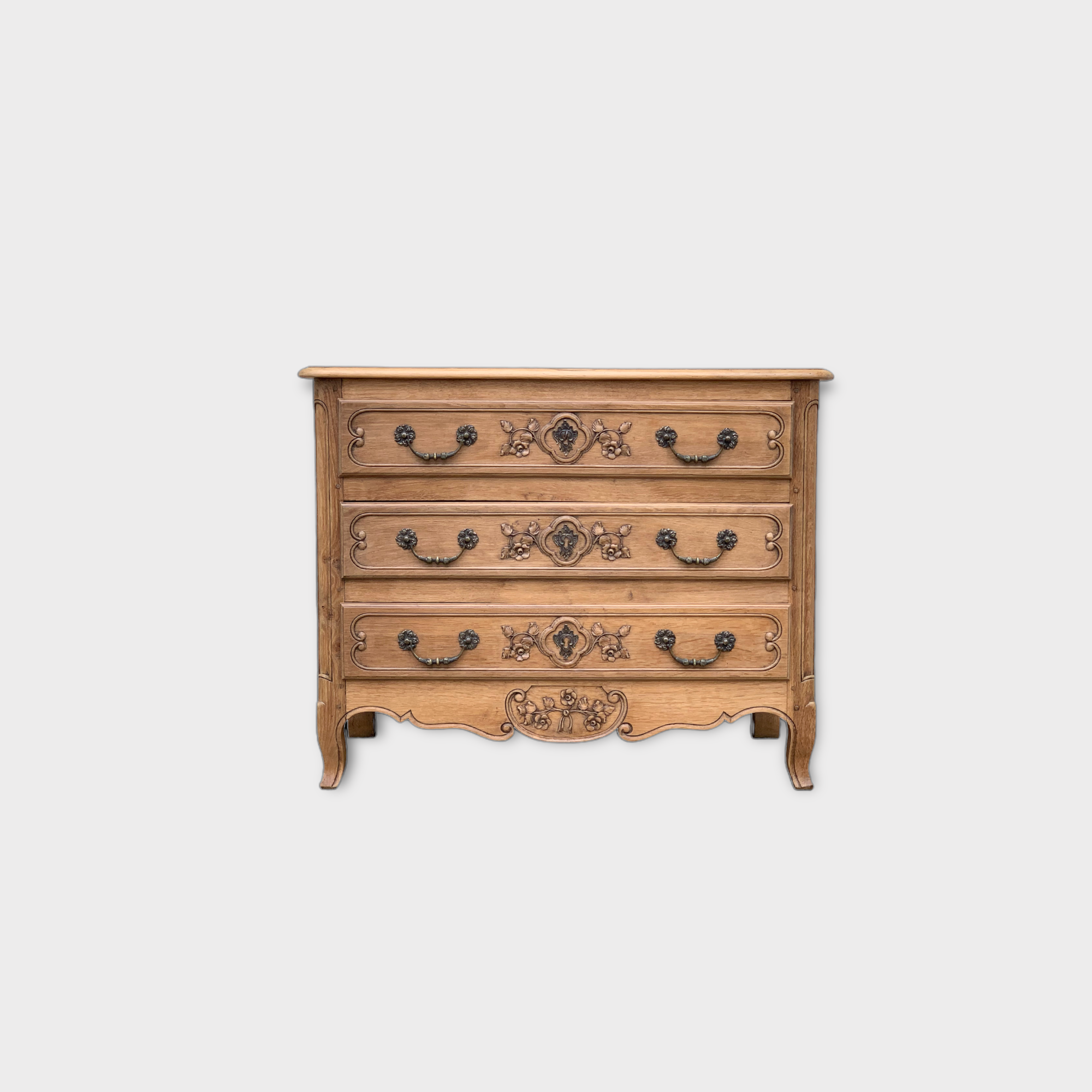 Louis XV style chest of drawers in solid raw oak, 1920