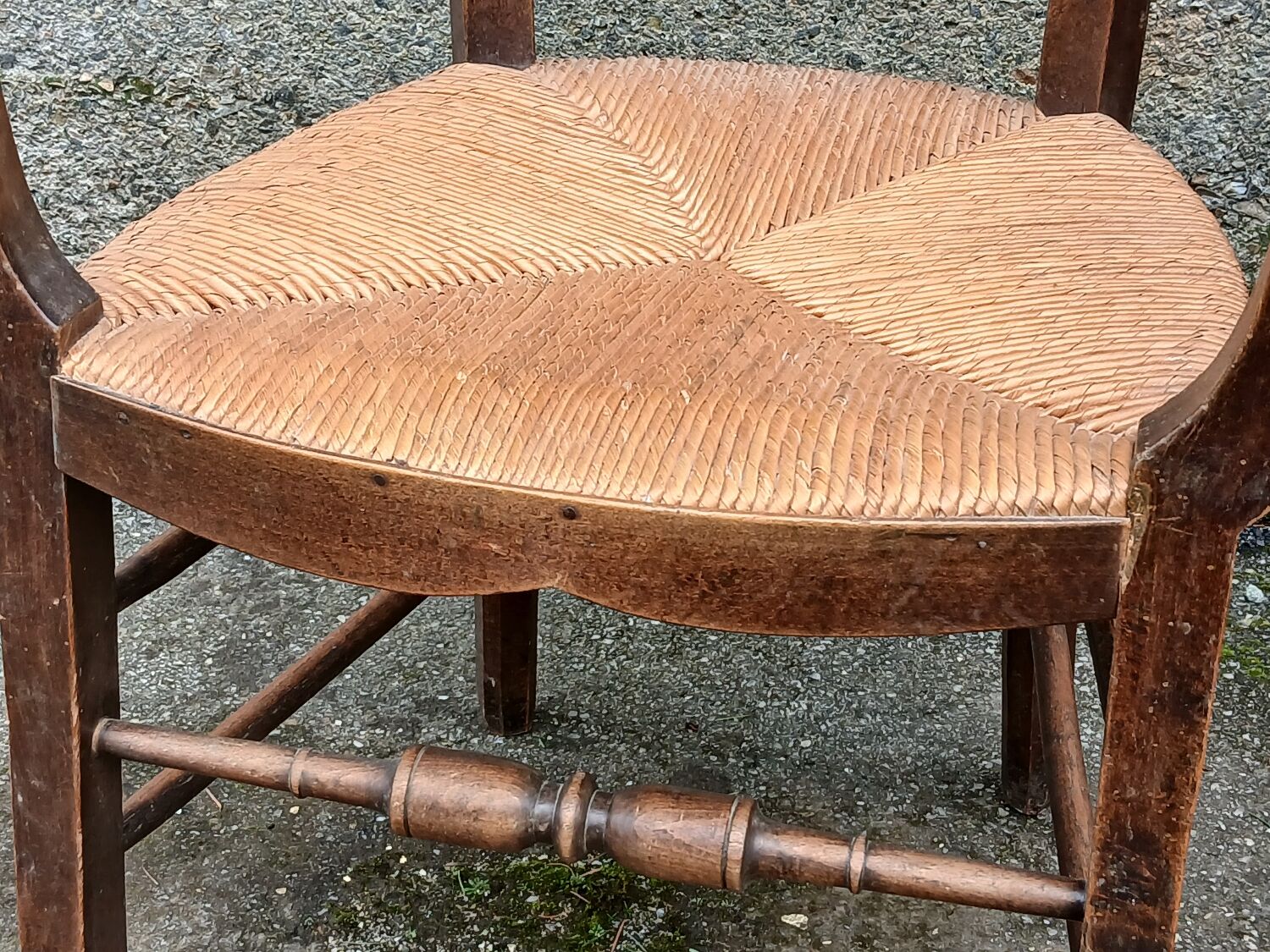 Pair of antique straw-seated armchairs