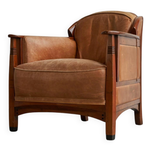 Fauteuil Art Déco en - cuir