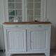 Art Deco buffet patinated pearl grey waxed finish, raw wooden tray.