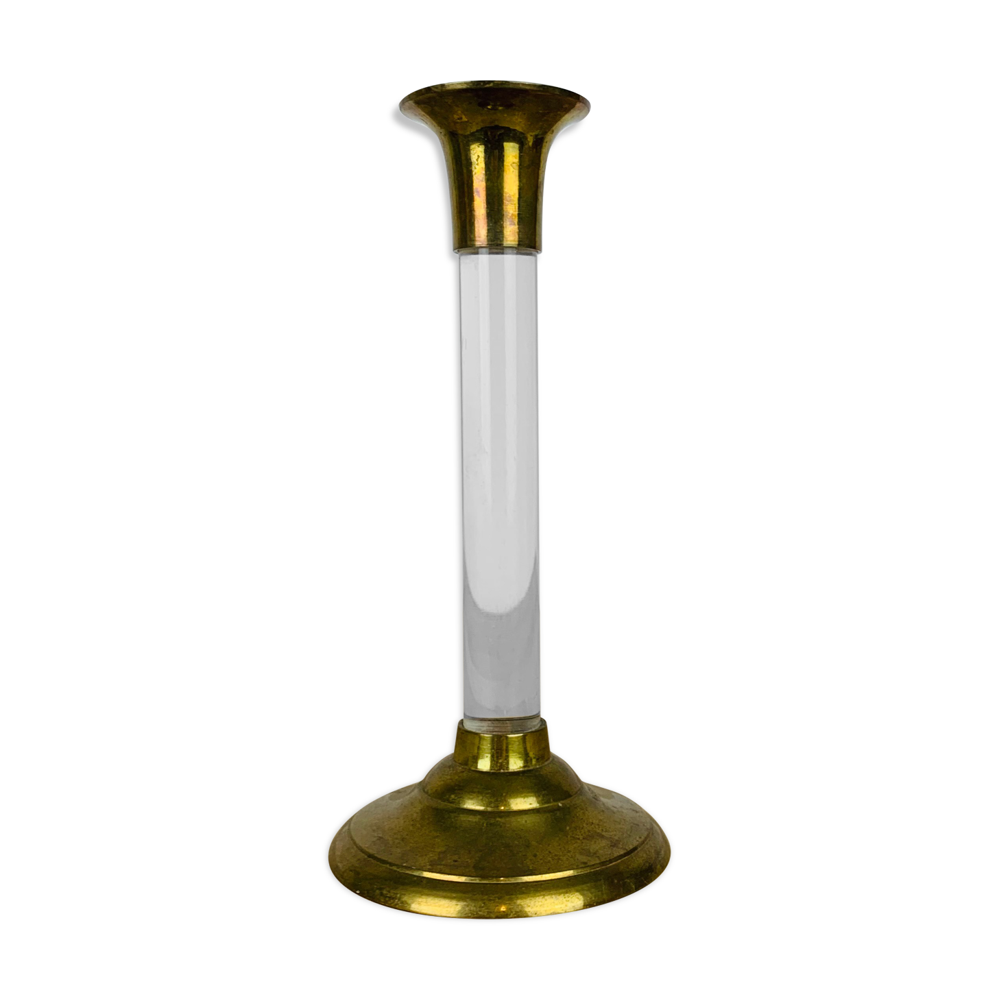 Vintage brass and plexiglass candle holder