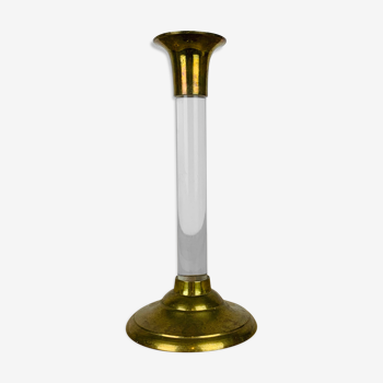 Vintage brass and plexiglass candle holder