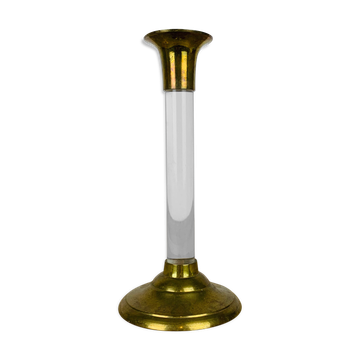 Vintage brass and plexiglass candle holder