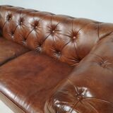 English brown leather chesterfield sofa
