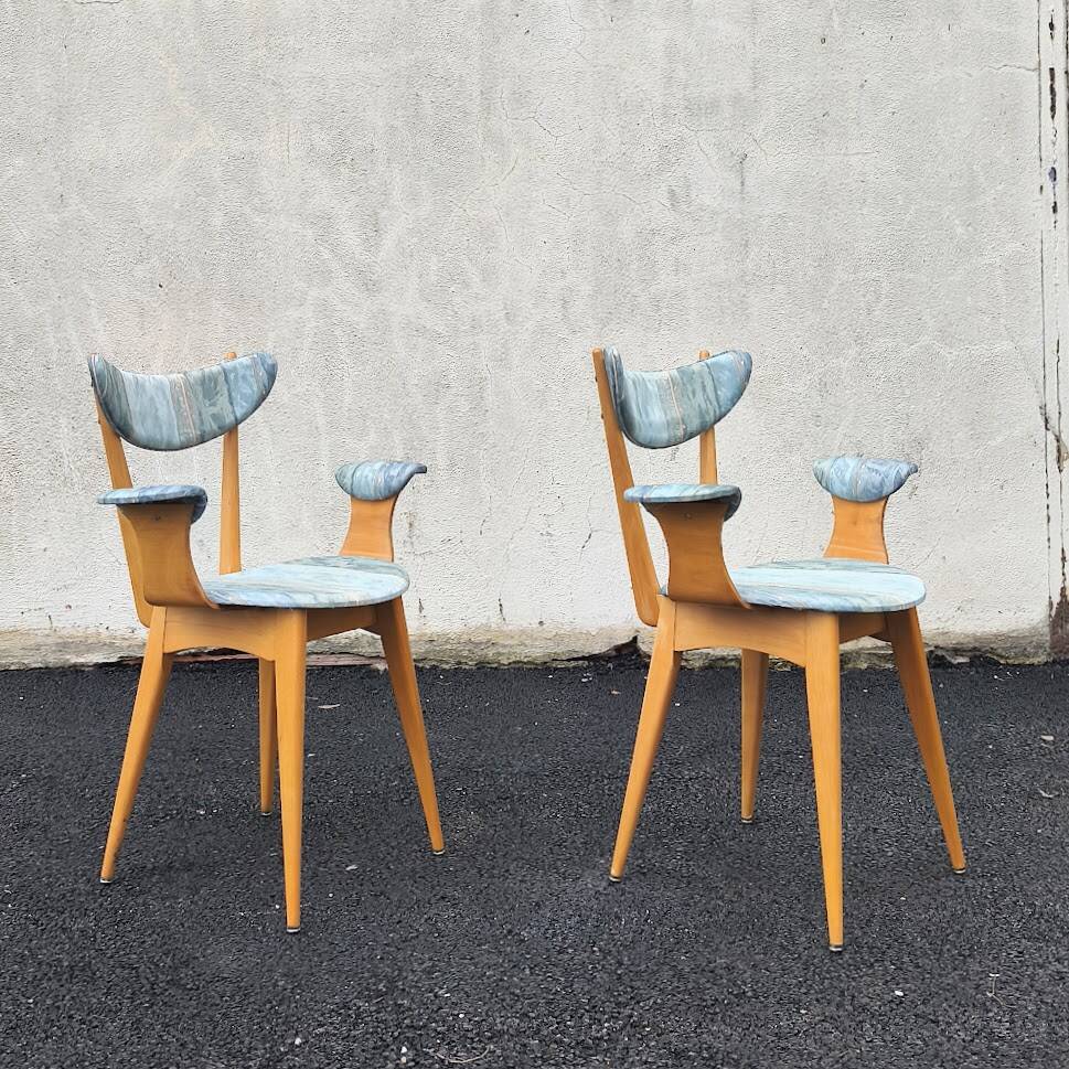 Pair of wooden armchairs, 1960