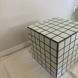 Cube piece of sofa tile mosaic glossy white and black joint