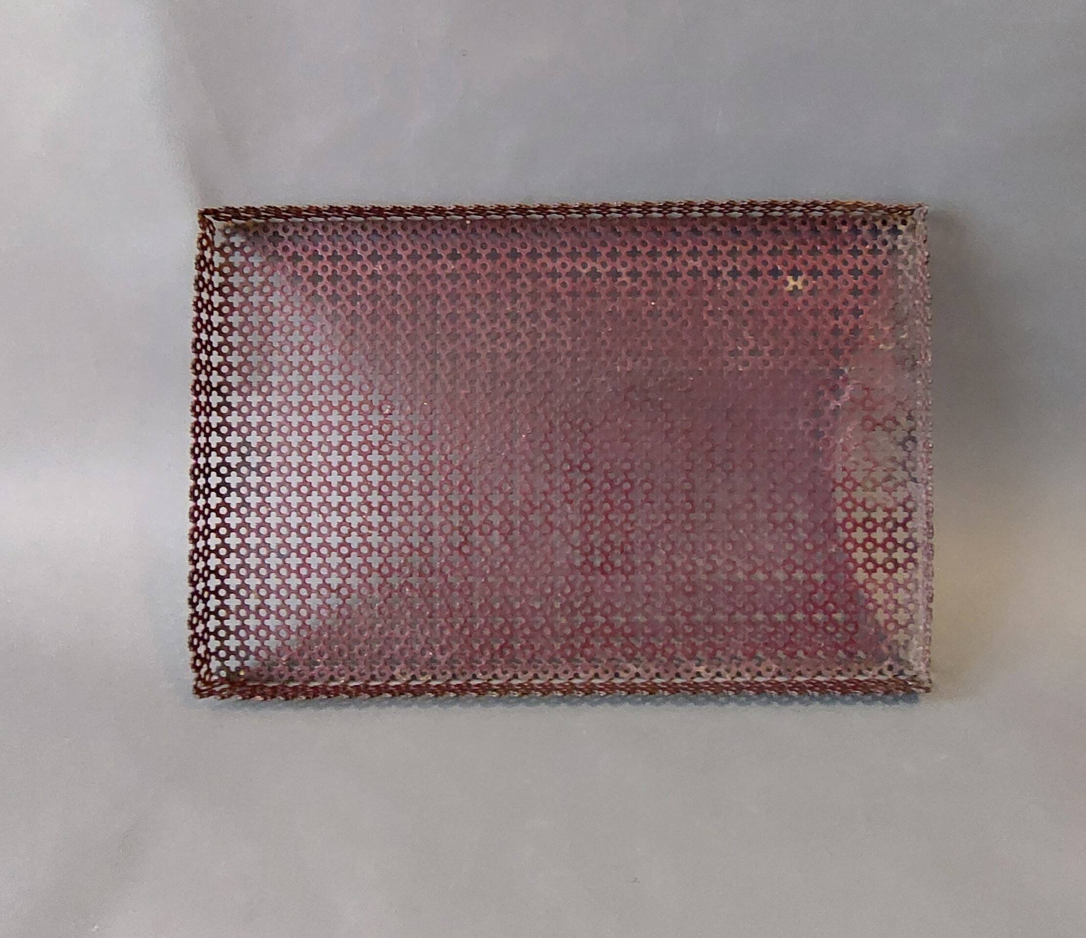 Especially table tray in perforated metal 1950.