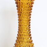 Amber glass vase, diamond tip, vintage