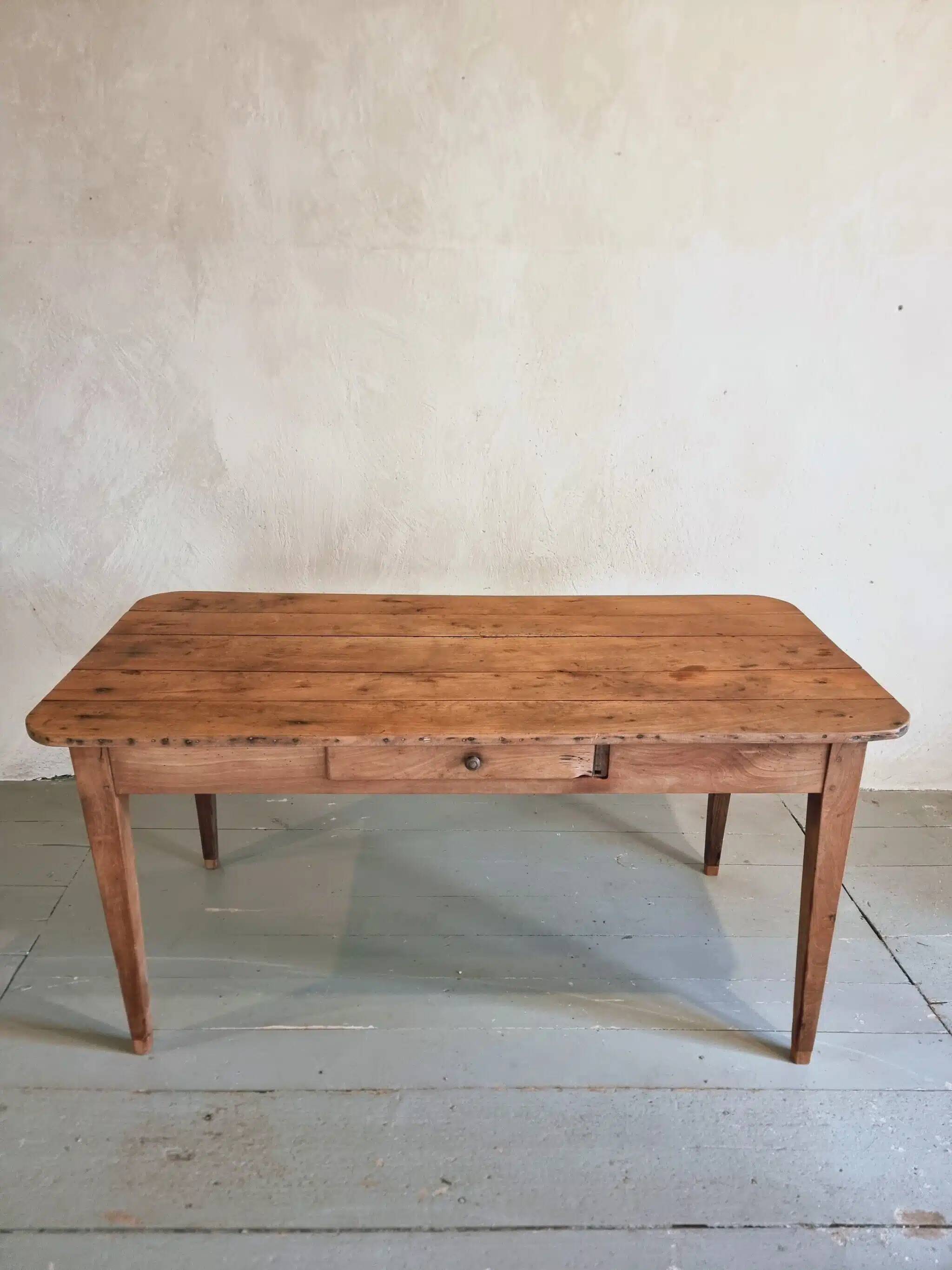 Antique French cherry wood dining table, early 20th century