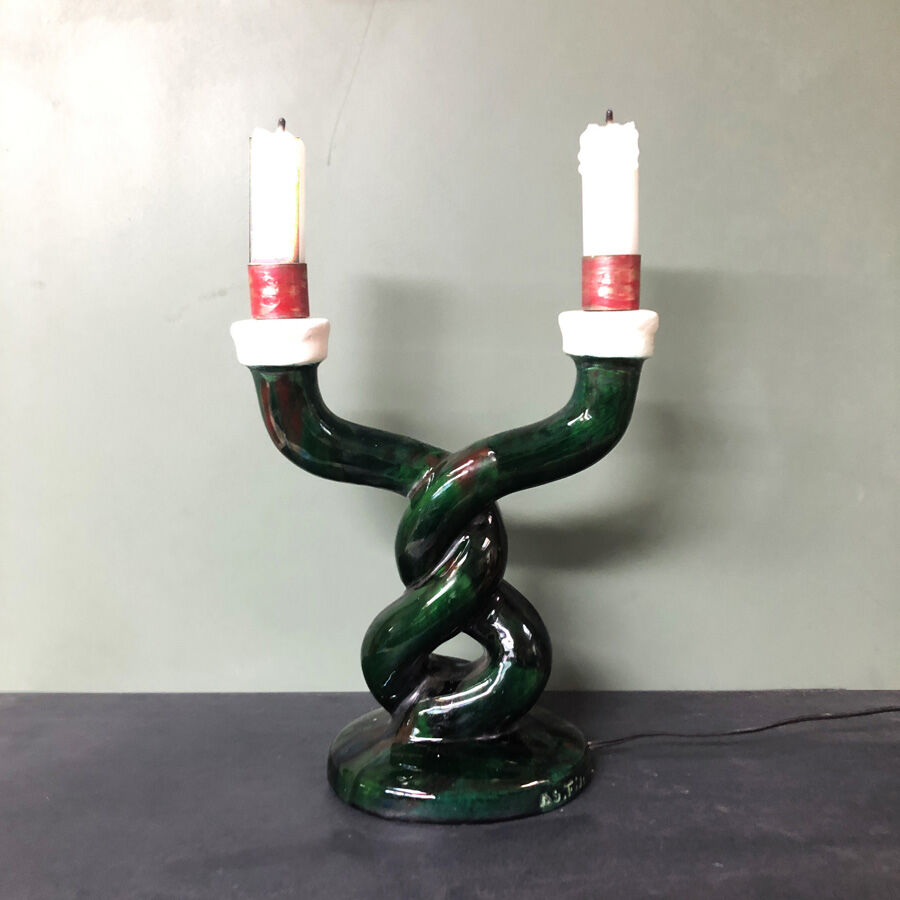 Vintage table lamp glass candles