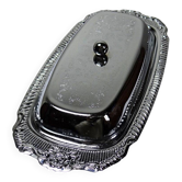 Silver-plated/inox vintage butter dish from the 1960s-1980s in Rococo style.