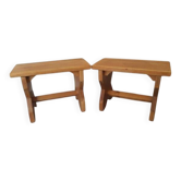 2 tabourets, repose pieds, petits bancs en bois massif