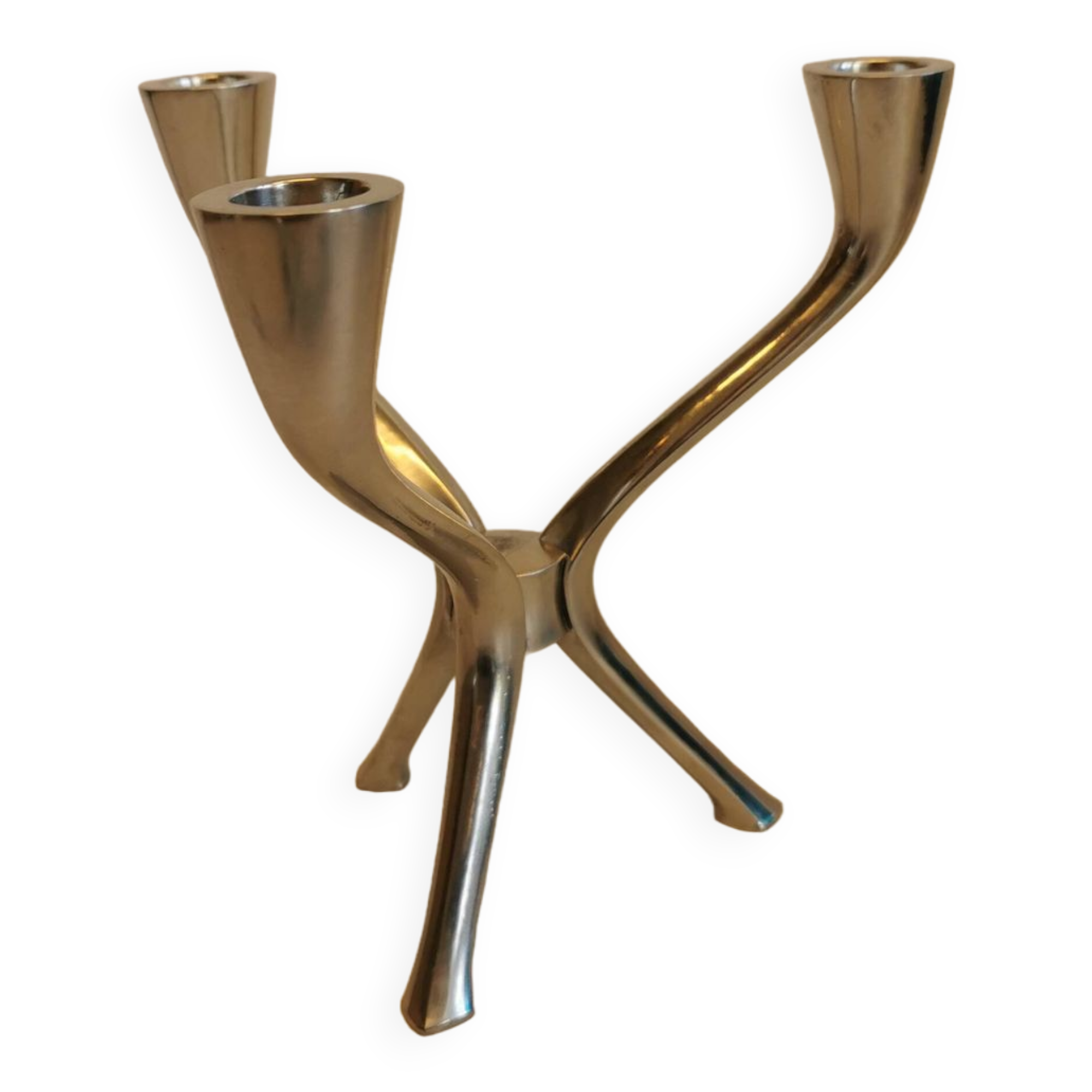 Candle holder with 3 arms, designed by Just Andersen/Denmark in the 1950s.