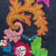 Vintage carpet in Romanian wool floral design and brown leaves 263x146cm