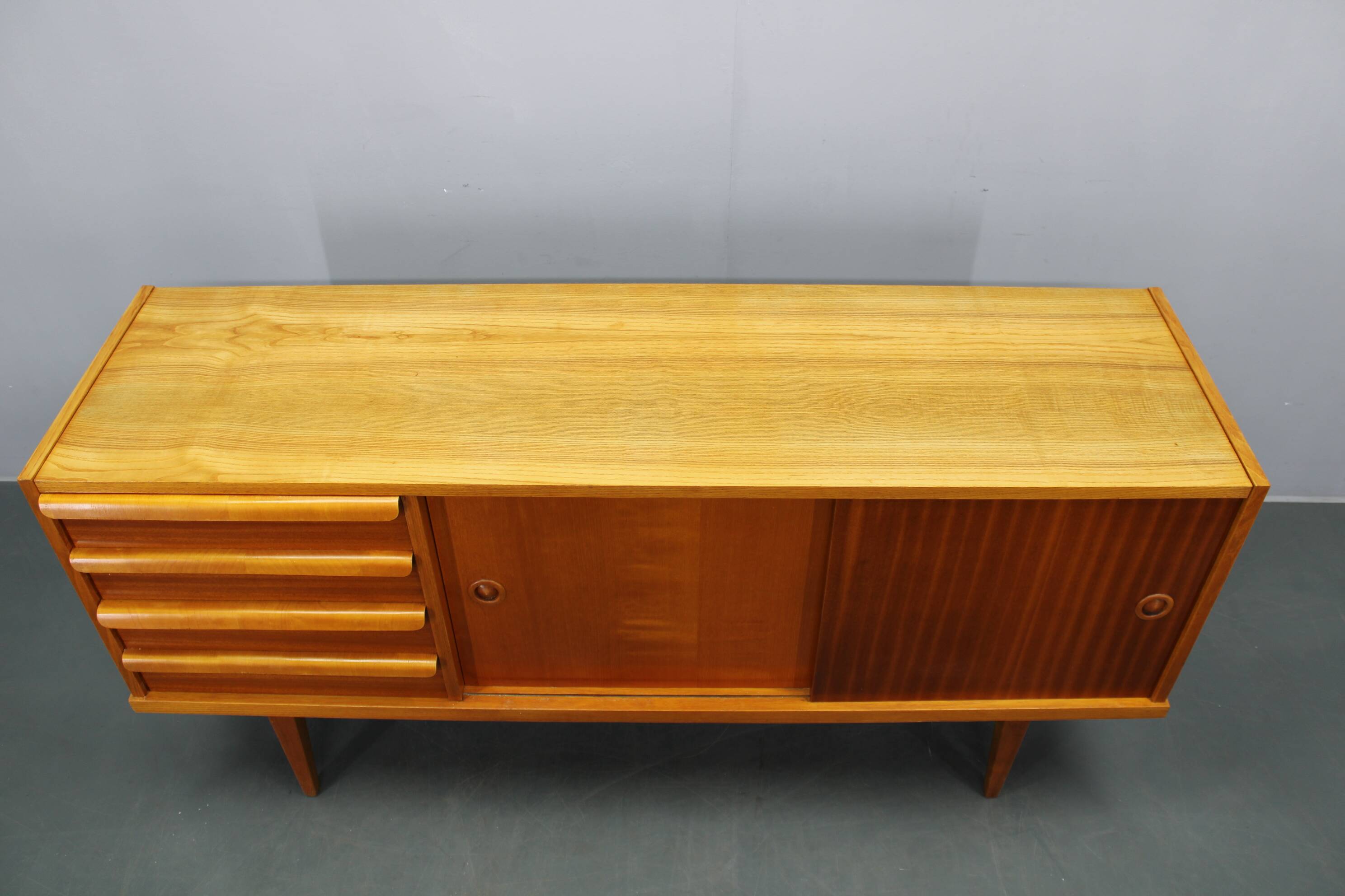 Mid-century teak and maple sideboard, Czechoslovakia, 1960s