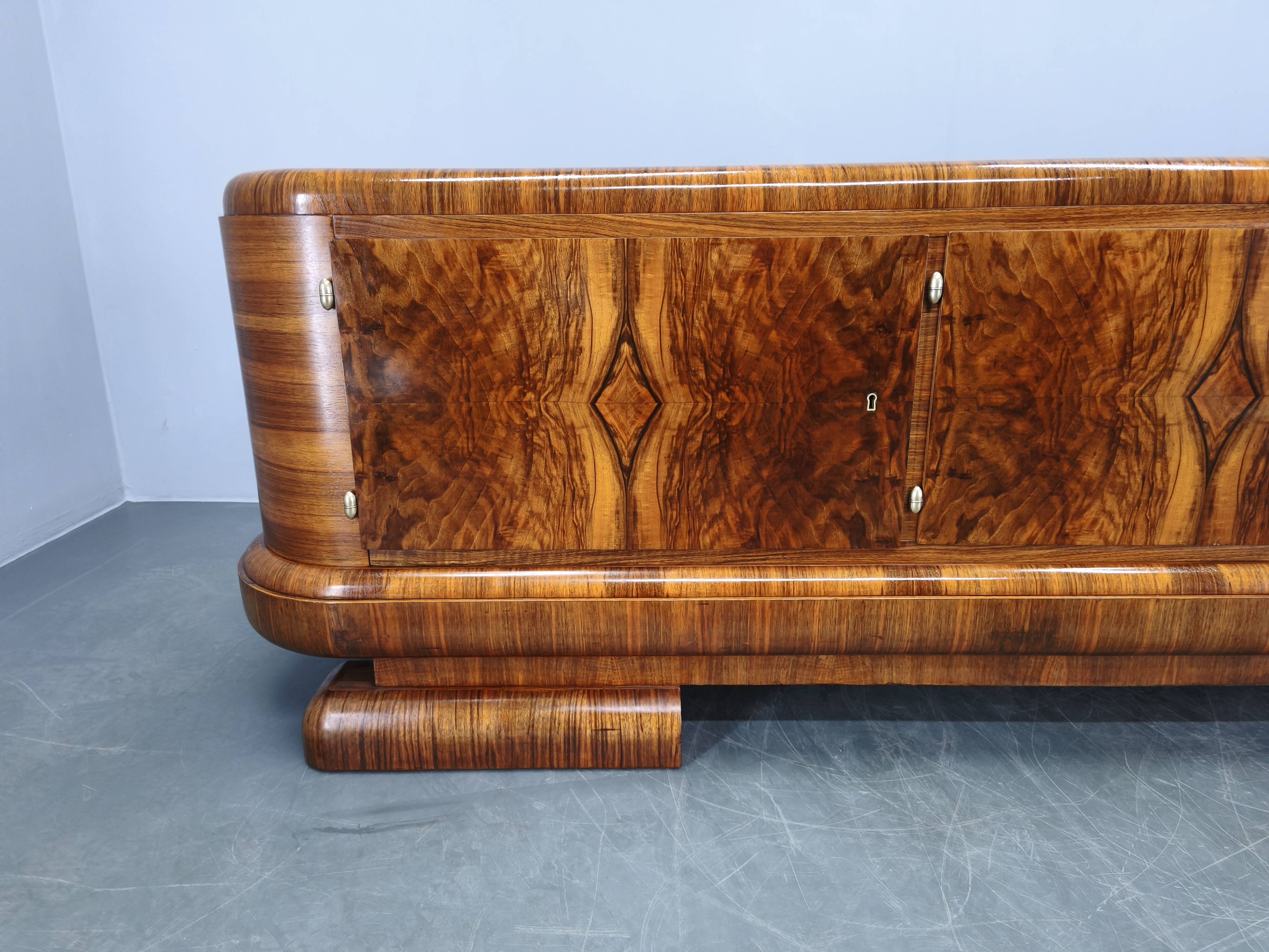 Art Deco Walnut Sideboard, Czechoslovakia, 1930s