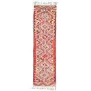 1970s Vintage Turkish Hand-Knotted Wool Cotton Pink Runner Rug 92x343