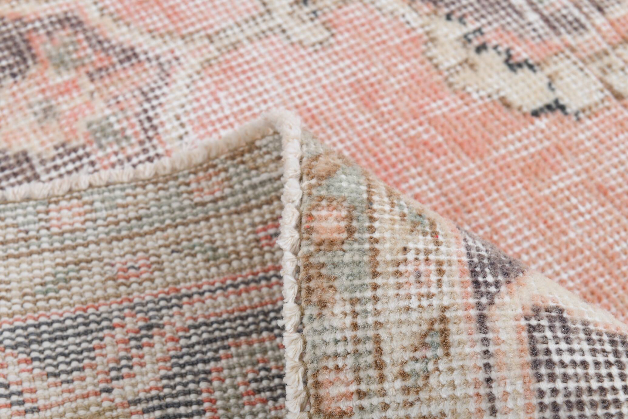 7x10 Vintage Salmon Pink Classic Madallion Turkish Rug, 219x314Cm