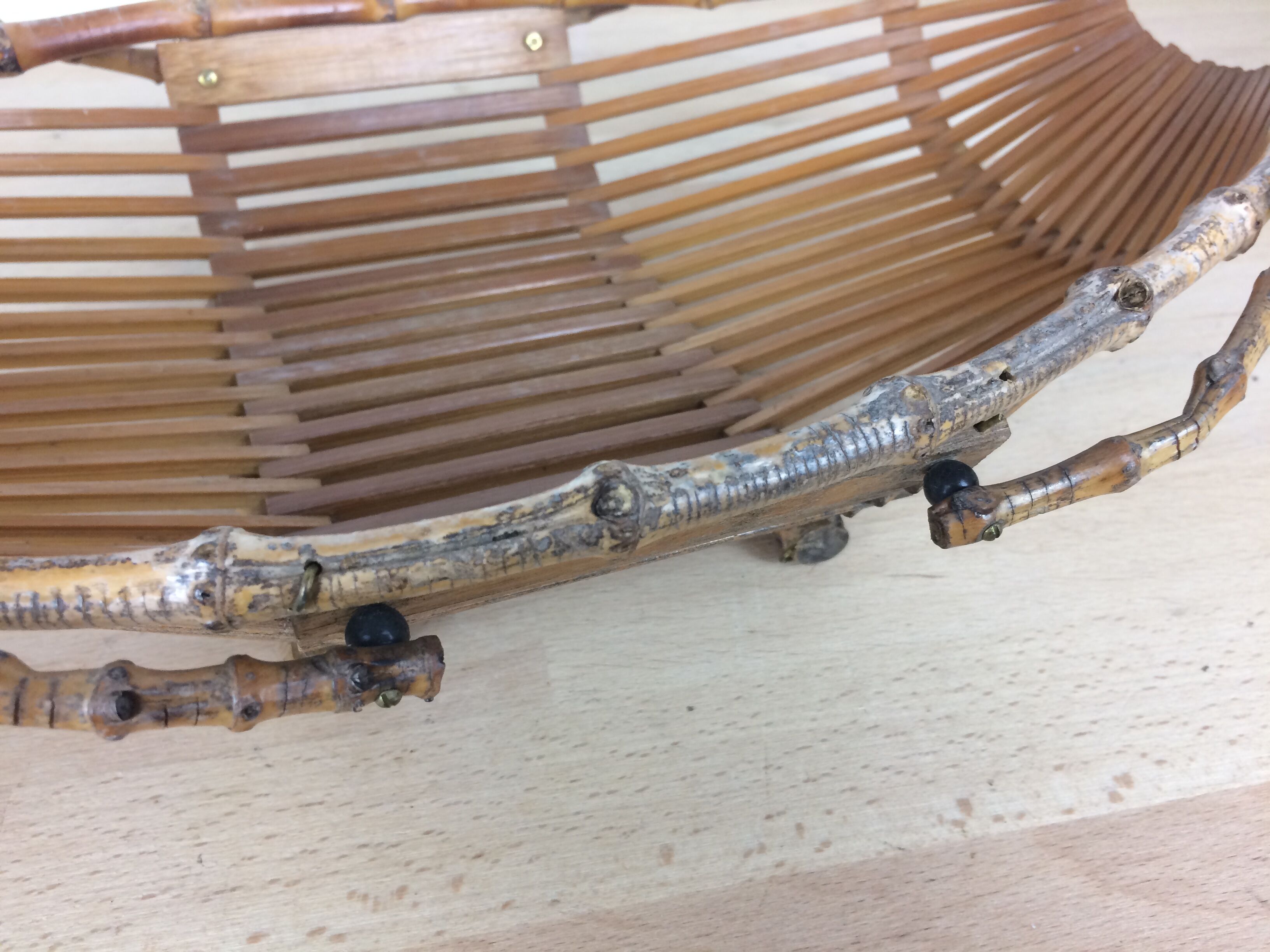 Vintage wicker and rattan fruit basket