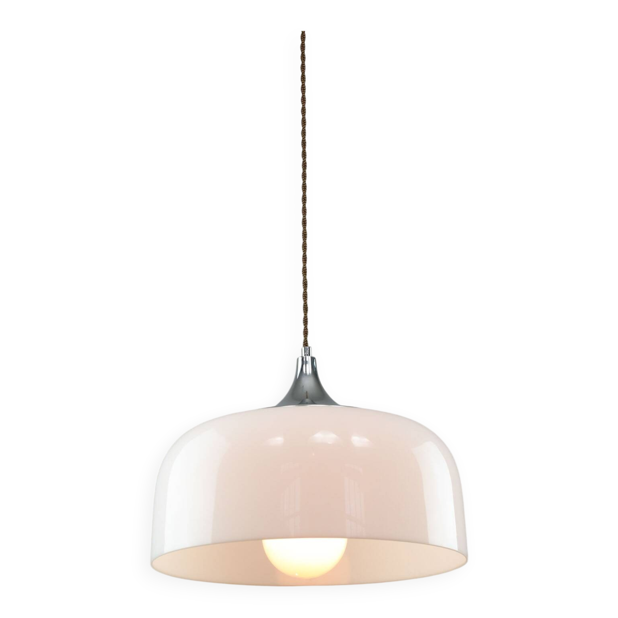 Space Age White Pendant Lamp from Guzzini, 1960s