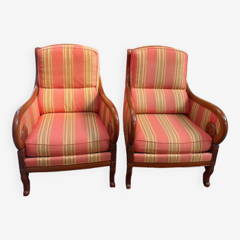 Pair of vintage Grange living room armchairs with butt armrests