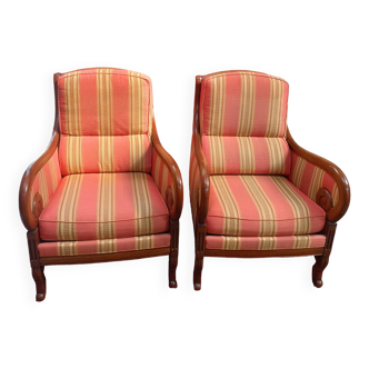 Pair of vintage Grange living room armchairs with butt armrests