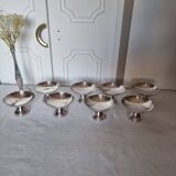 Set of 8 silver metal glasses for champagne or ice cream Mid Century Design