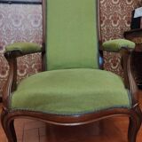 Fauteuil Voltaire noyer fin XIXe - vert