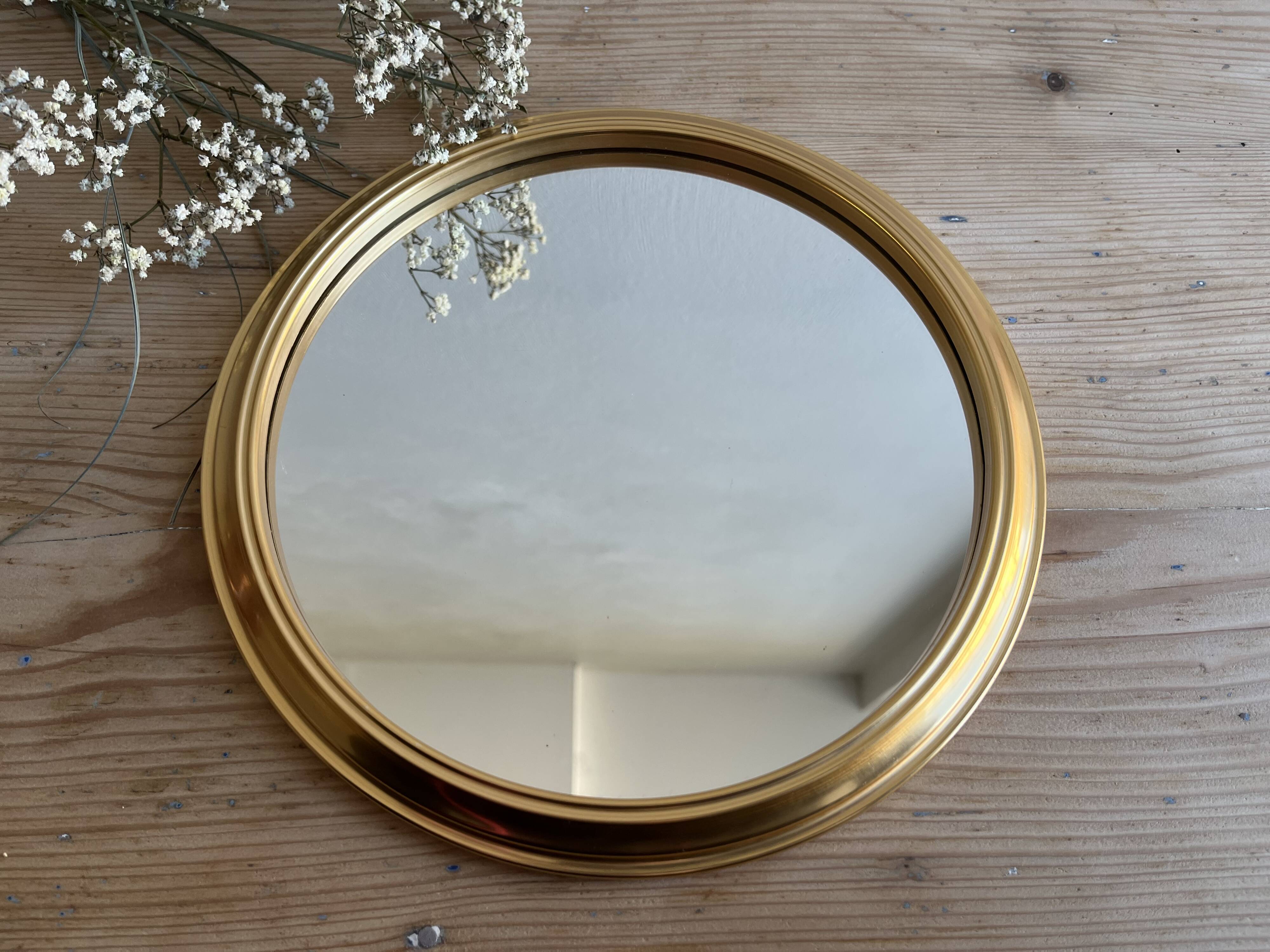 Miroir rond doré vintage
