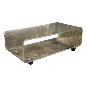 Table basse à roulettes en plexiglas