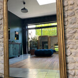 Antique Louis-Philippe mirror with pediment and gilt beading