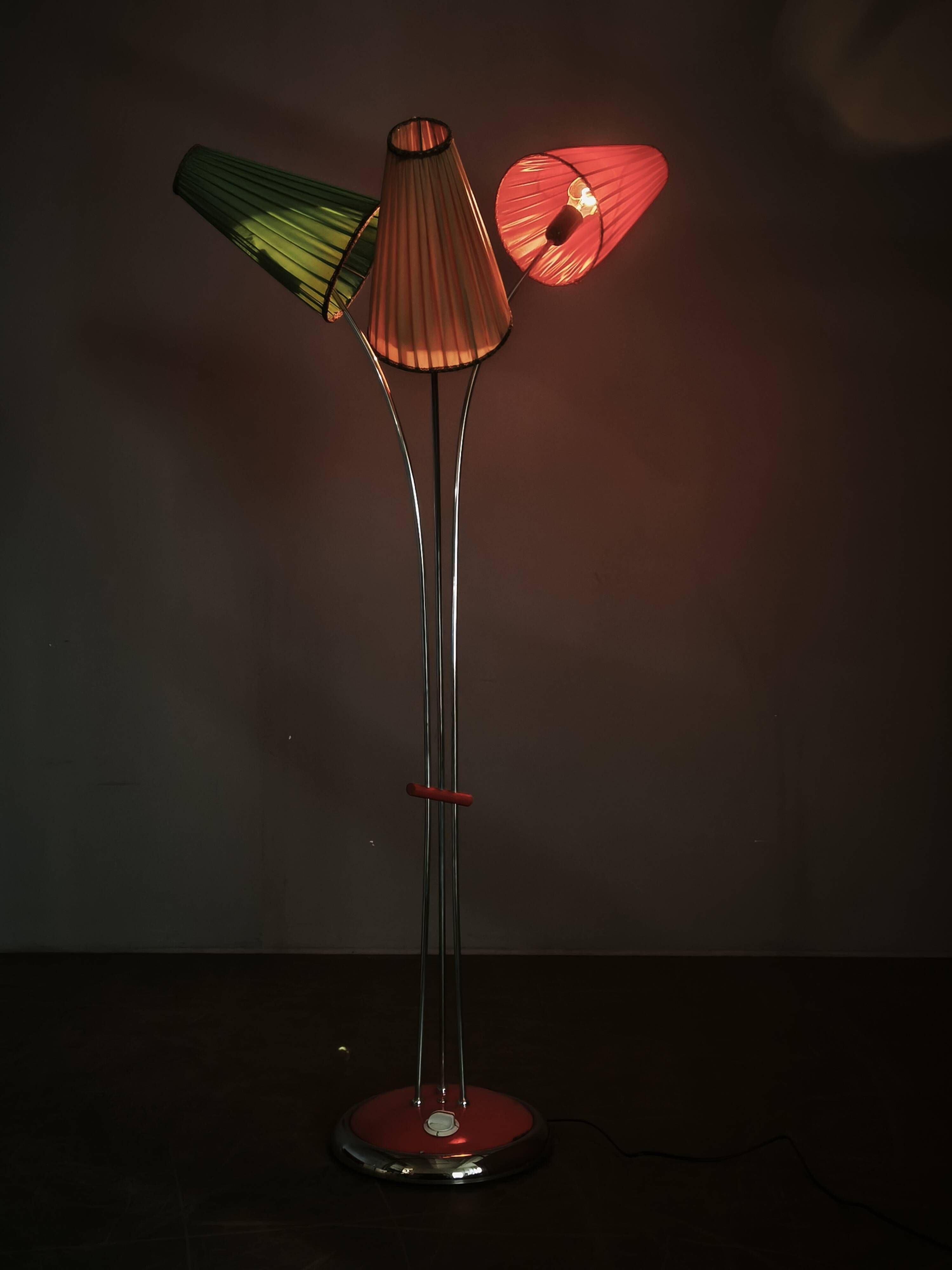 Rare German Adjustable Three-Light Floor Lamp, 1960s