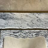 Pompadour fireplace in Louis XV style from around 1880 in blue floral marble.