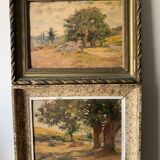 Pair of Impressionist Oil Paintings of Vintage and Antique Landscapes