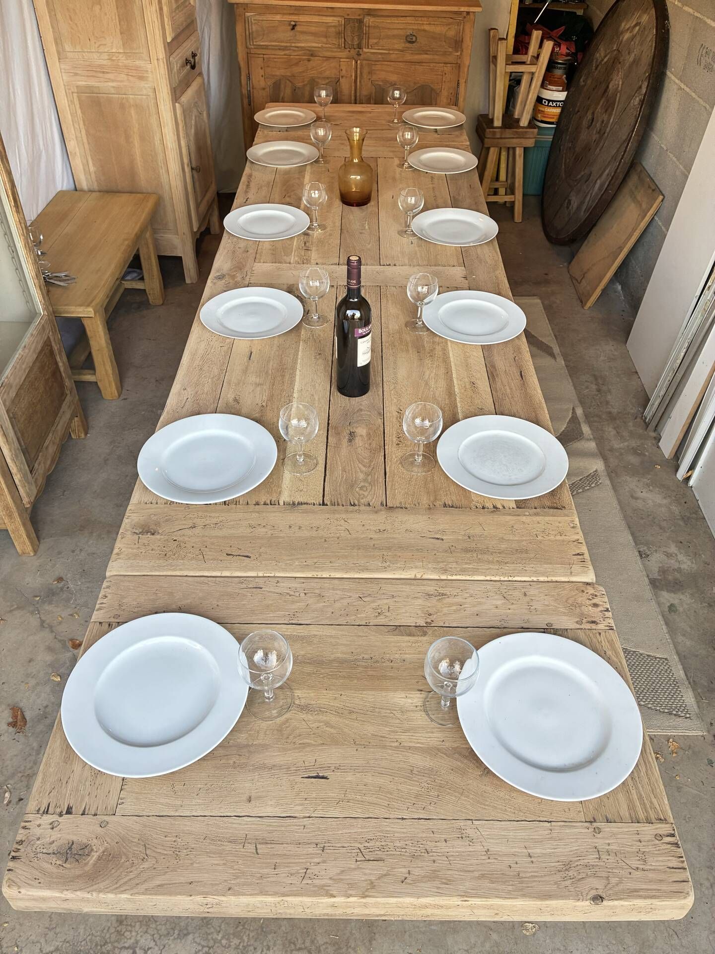 Monastery table with extensions in solid oak