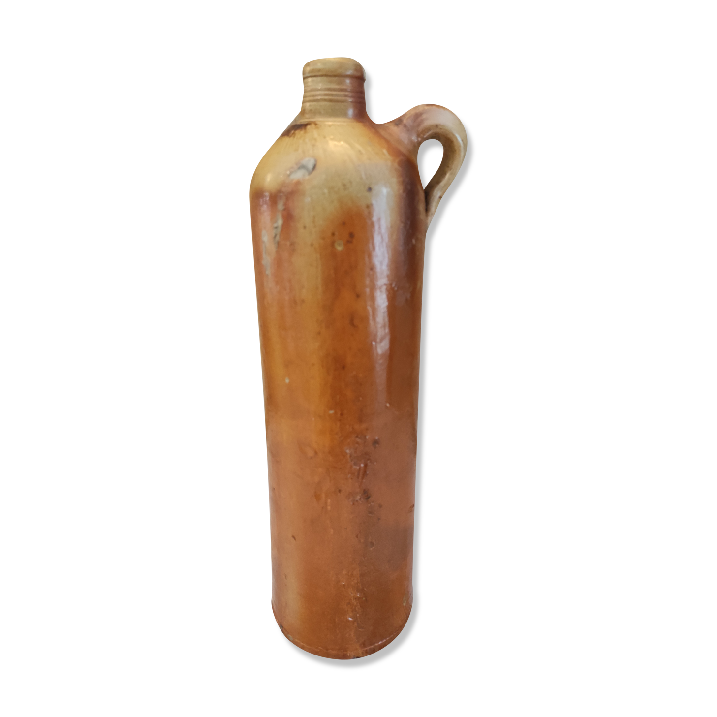Old bottle in terracotta varnished finish