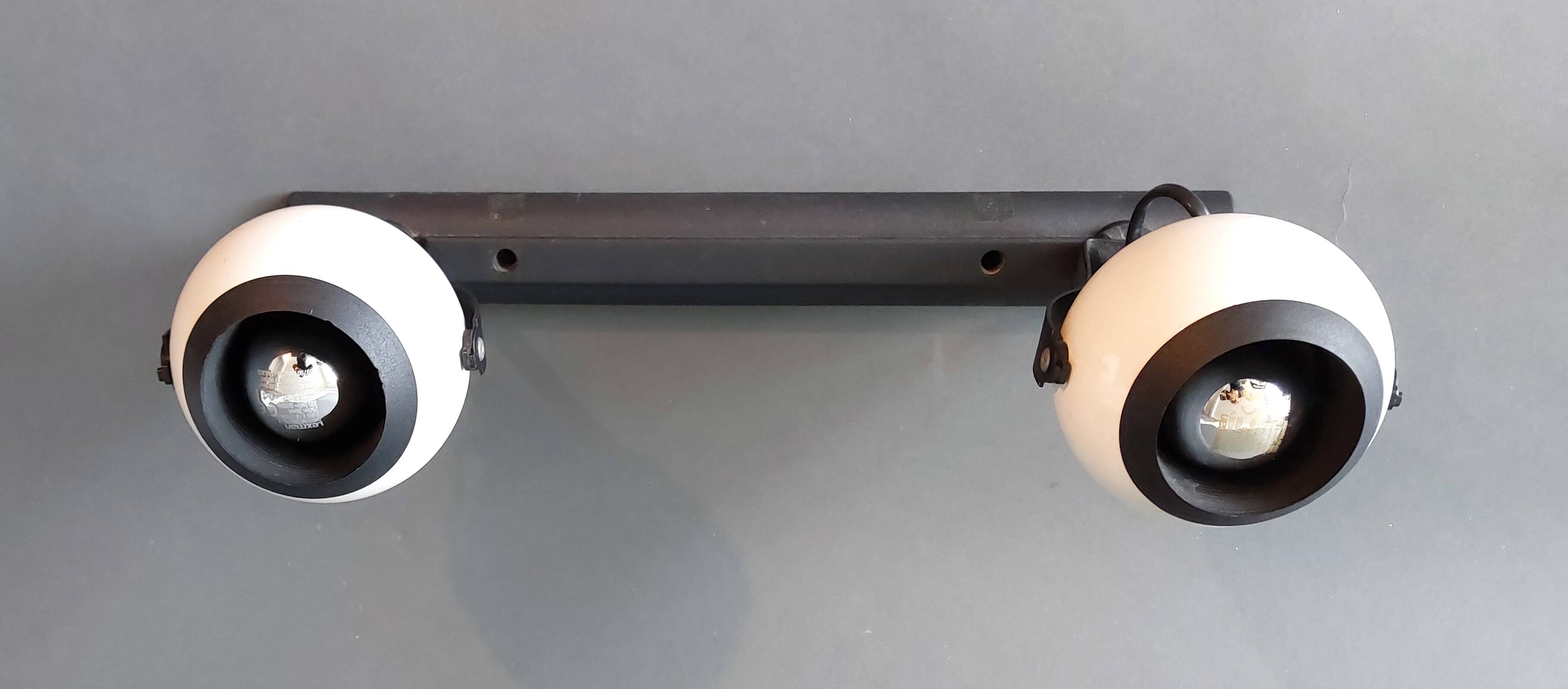 Rampe 2 spots orientables Eyeball Claude électricité 1970/1980