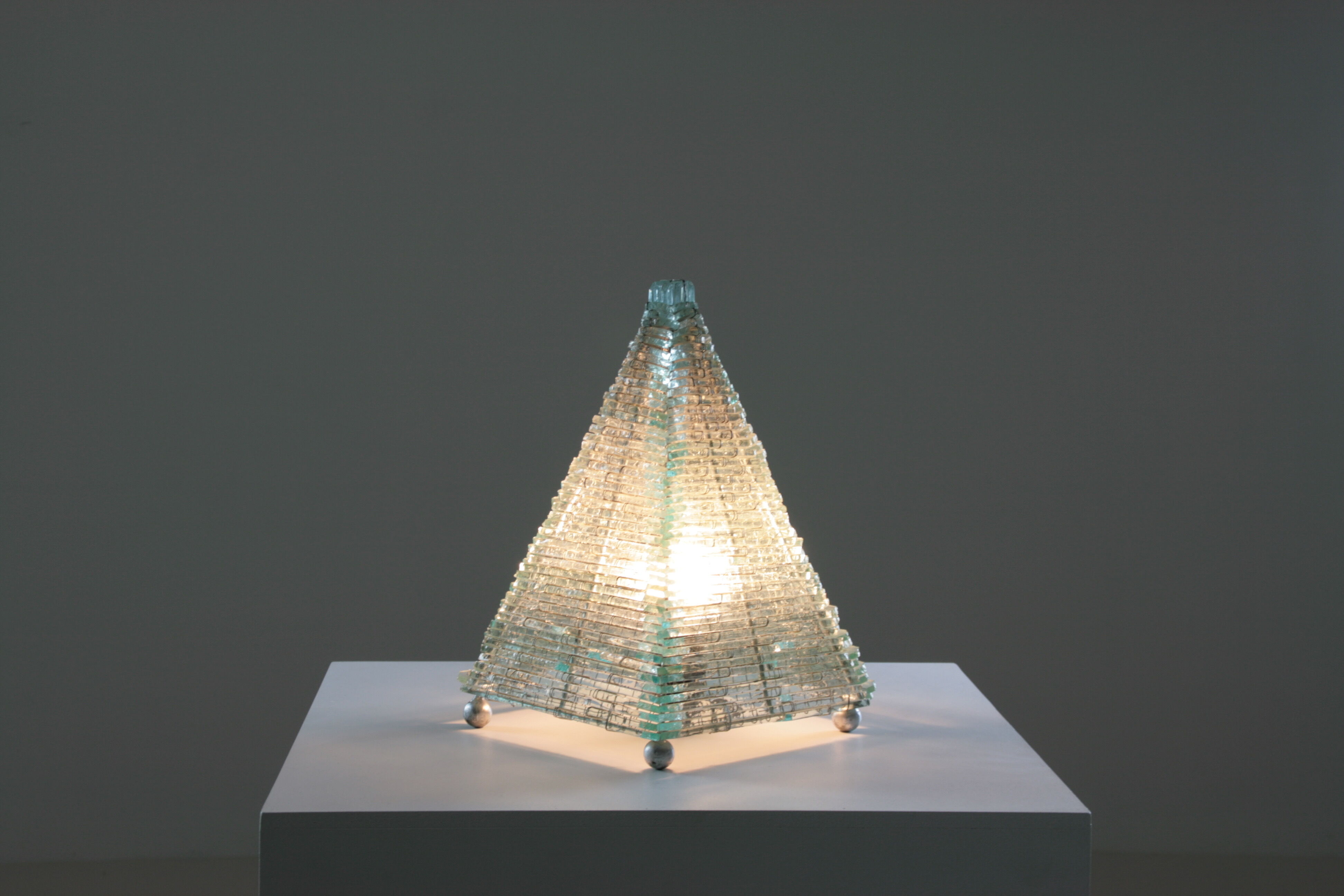 Pyramid lamp in glass and metal, 1970s