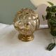 Vintage glass table lamp - amber bubble globe