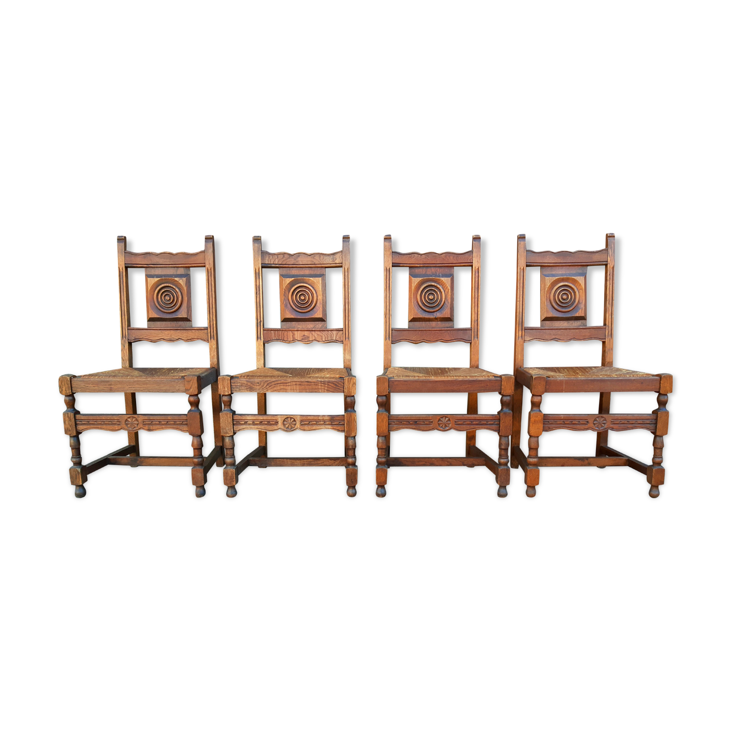 4 Basque oak chairs