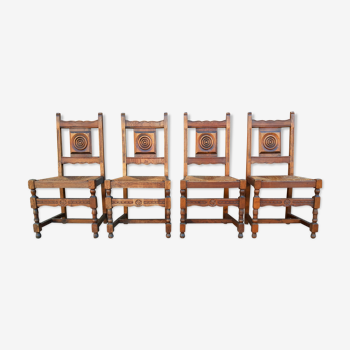 4 Basque oak chairs