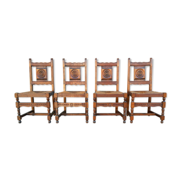 4 Basque oak chairs