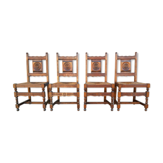 4 Basque oak chairs