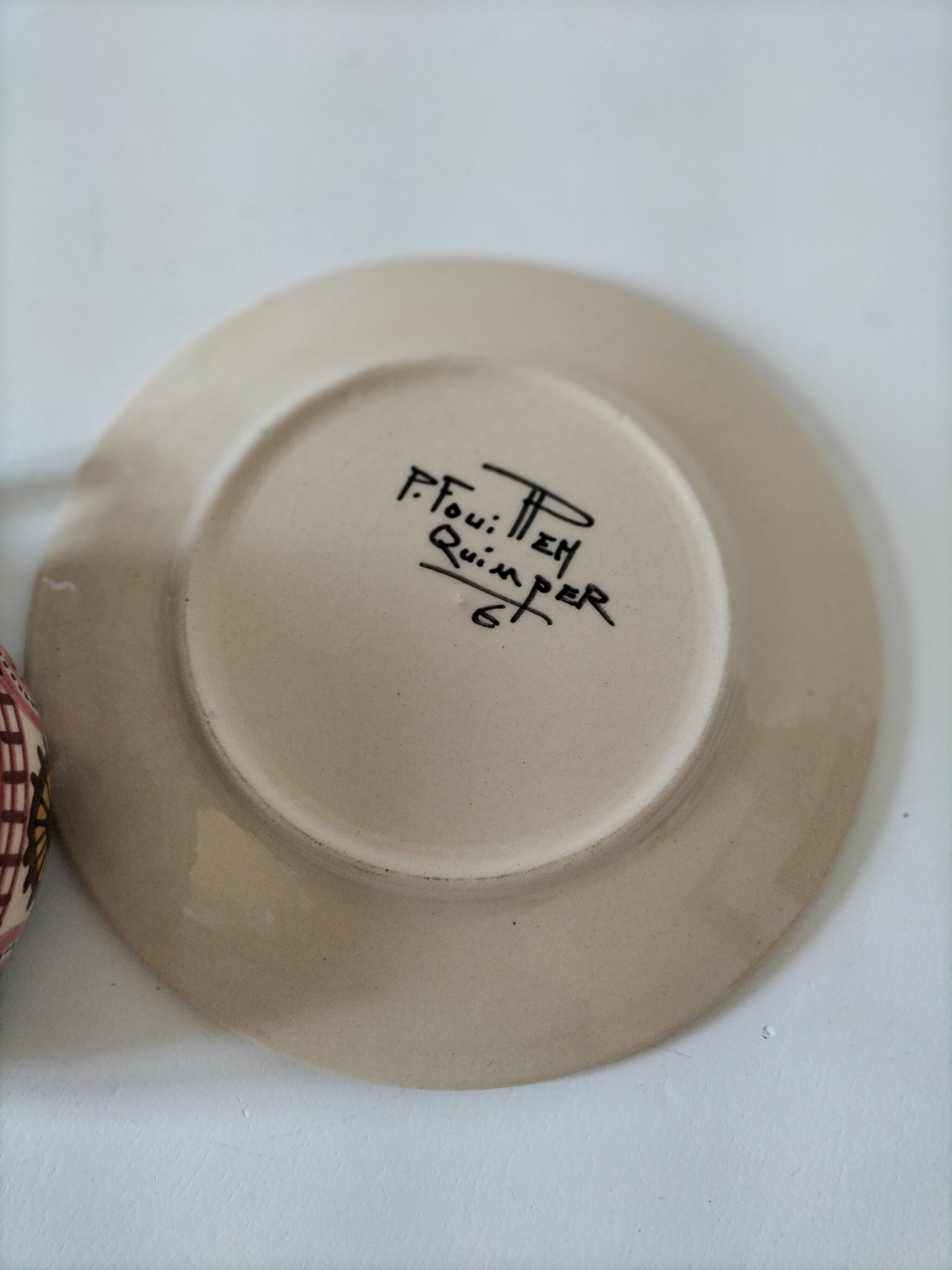Cup and saucer Paul Fouillen – Quimper – 1950s
