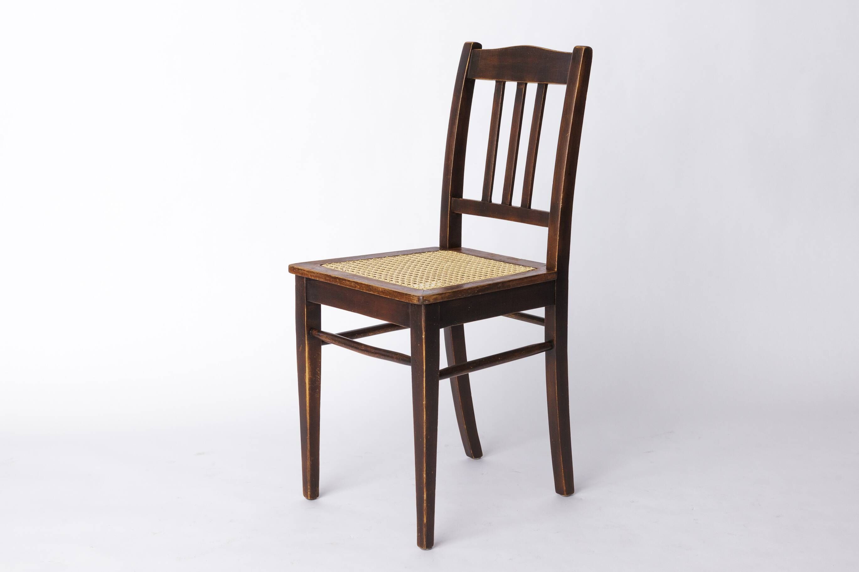 Antique Beech Wood Chair – 1940s German Desk or Dining Chair with New Cane