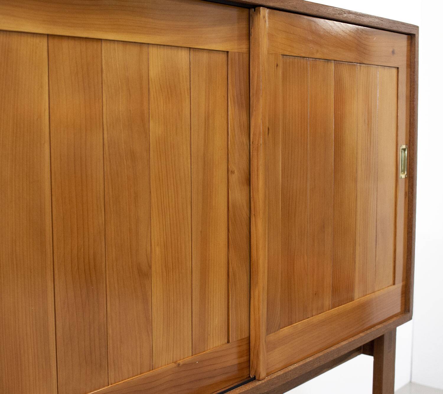 Mid Century Cherry and Teak Linen Cabinet, 1960s