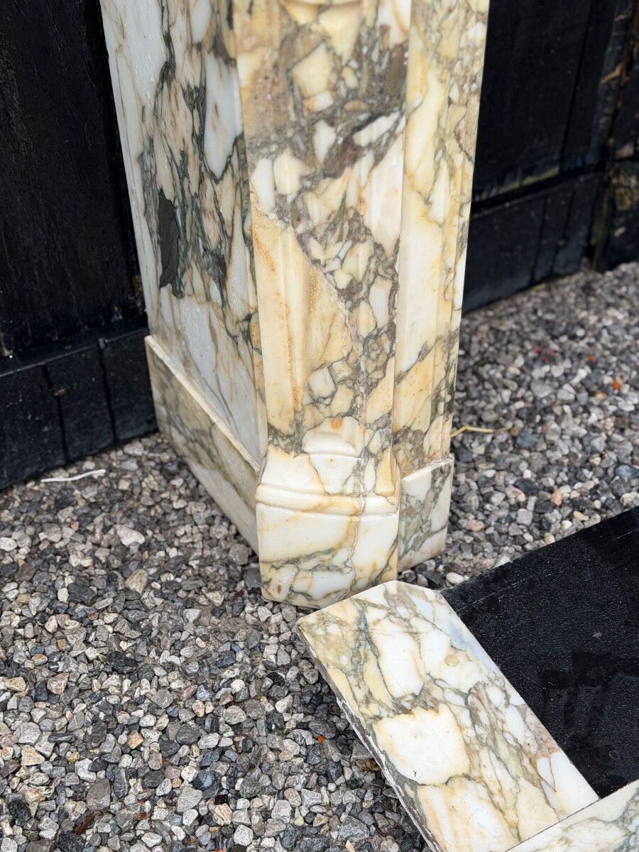 Louis XV style fireplace in purple breccia marble, circa 1880