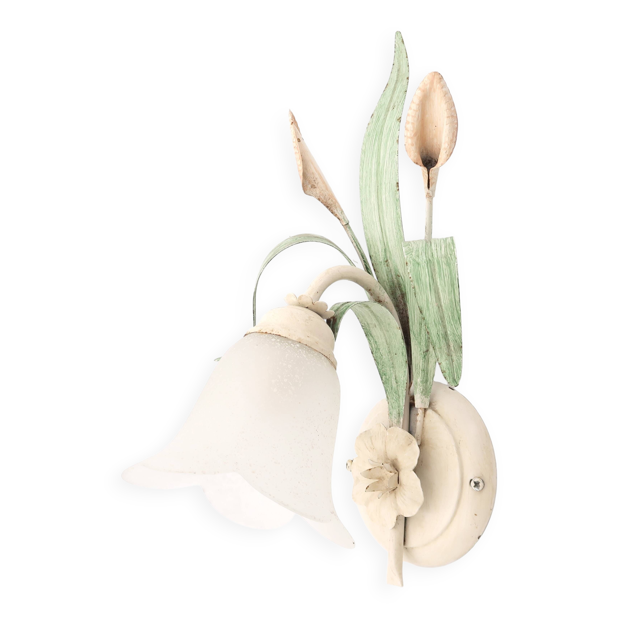 Tulip wall light with leaves and flowers, 80s
